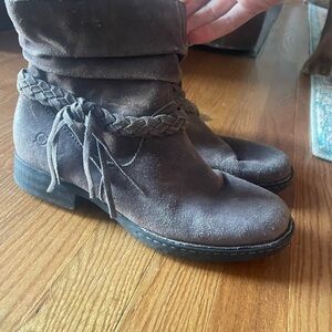Women's Braided Suede Ankle Boots - Brown